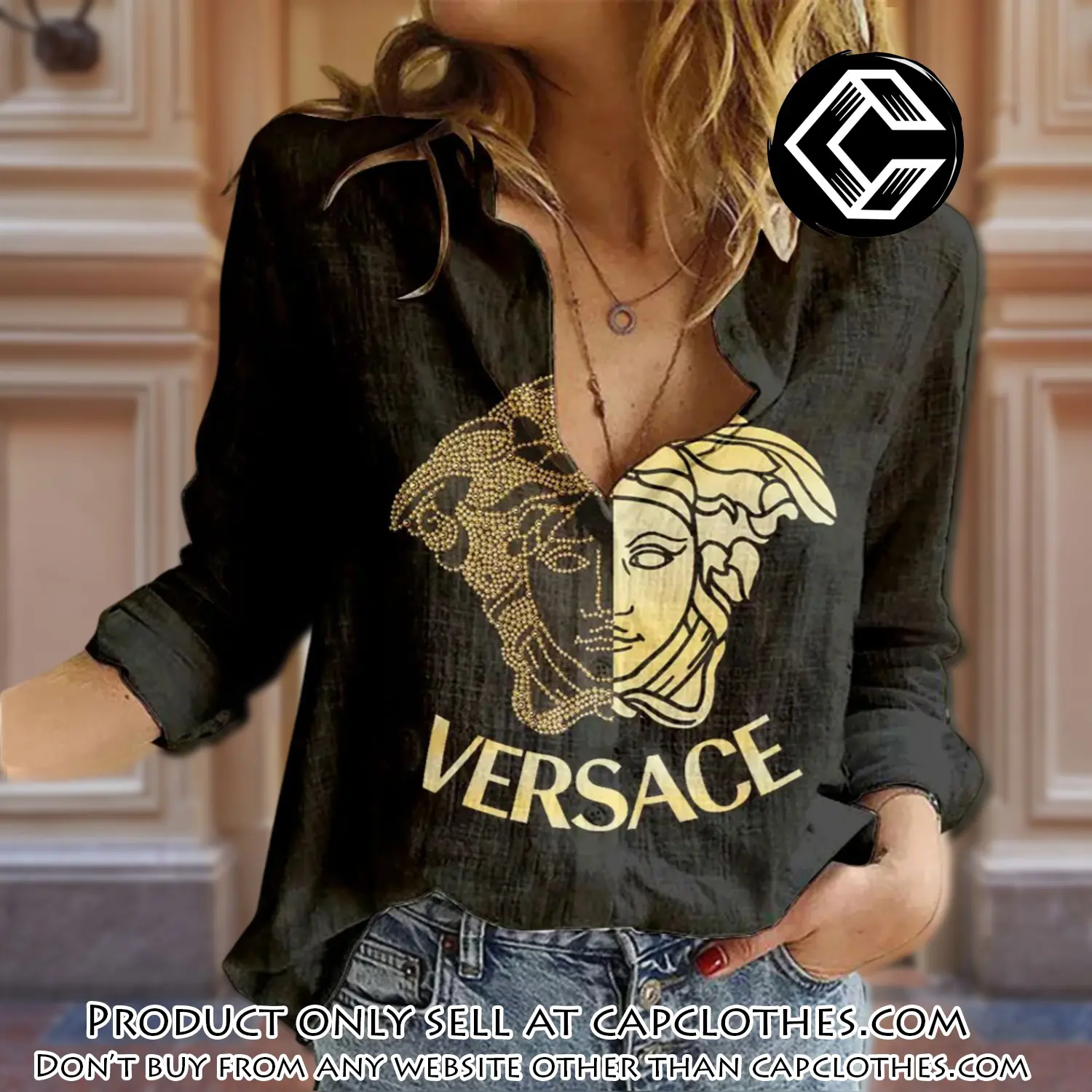 Versace luxury women casual shirt linen shirt wcs1070 cc0057552